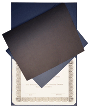 blue and black textured linen economy certificate cover